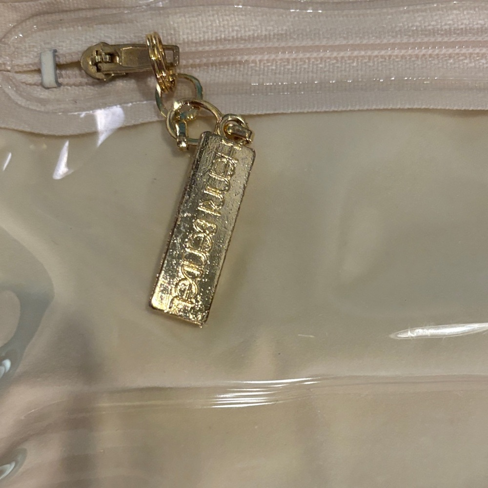 henri bendel Brown and Cream Striped Travel Pouch VINTAGE NWT - Picture 3 of 6